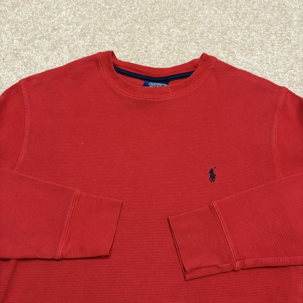 Polo Ralph‎ Lauren Thermal Shirt Mens Small Red Thermal Waffle Knit Long Sleeve